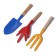 A set of garden tools, 3 objects: scoop, looser, fork, length 28 cm, wooden handles, Greengo