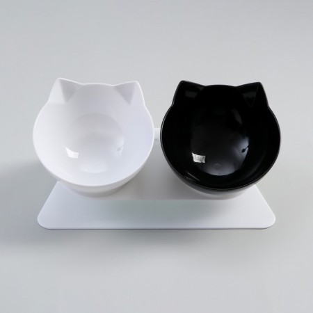 Plastic bowls on a white stand 27.5 x 14 x 15 cm black/white-1