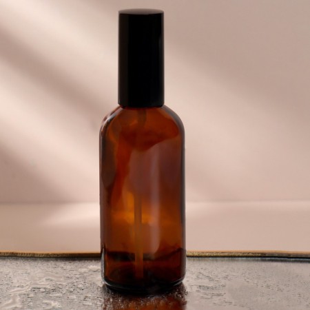 Glass bottle for perfume, with a spray, 100 ml, brown/black color-2