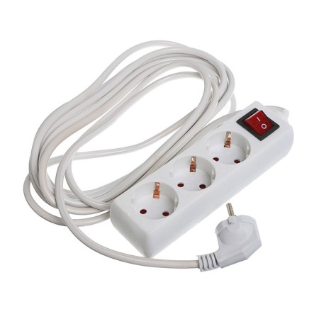 Extension cord Luazon Lighting, 3 sockets, 5 m, 10 A, 2200 W, 3x1.5 mm2, with salary, with off., B-1