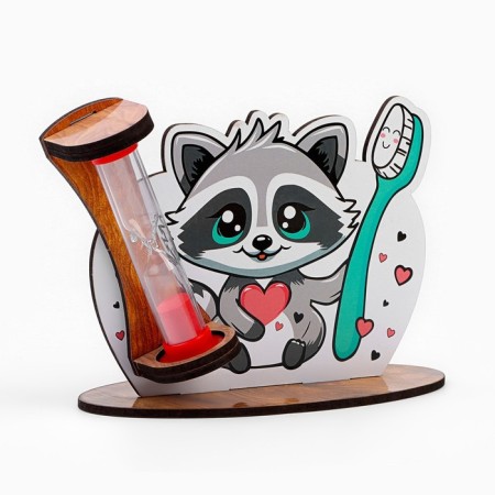 Sanding clock for brushing the teeth "Raccoon", timer 3 minutes-1
