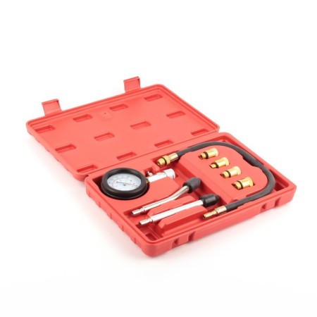 A compressometer for gasoline engines with a set of adapters in a case-3