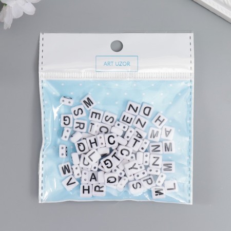 Beads for creativity plastic "Black English letters" White set 20 grams 0.4x0.8x0.8 cm-4