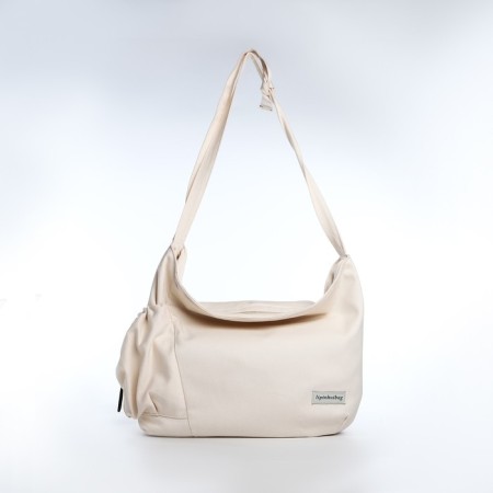 Soldier bag with a zipper, beige color