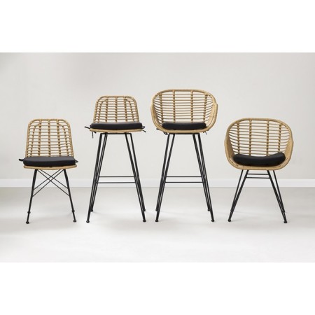Vetle Bent chair, 560 × 570 × 810 mm, artificial rattan, beige color / black-2