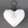 Soft toy "heart" with beads, on a keychain, 10 cm, white color