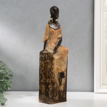 Souvenir Polystone "African in Cuba" Mix under a tree 36x8x10 cm-4