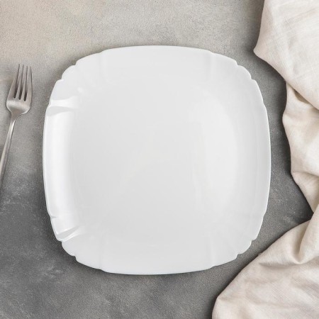 Dining plate luminarc lotusia, d = 25.5 cm, glass ceramic, white color