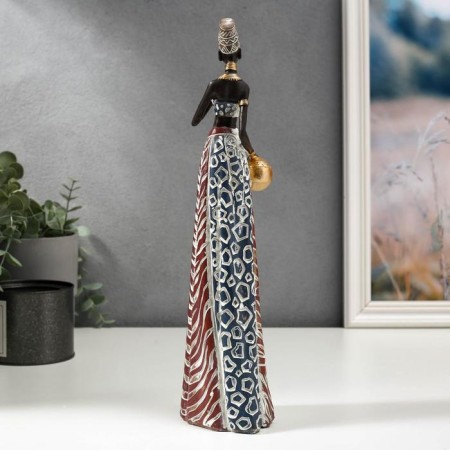 Souvenir Polystone "African with a jug in an outfit under Zebra" 33x9x8 cm-3