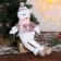 Soft toy "Snowman in pink sequins-long legs" 11x37 cm, white-pink