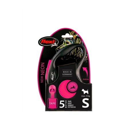 Roulette Flexi Neon New S (up to 15 kg) tape 5 m, pink-1