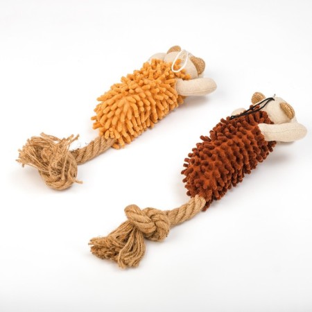 Soft toy for dogs "dog" with a squeak and a rope, 39 x 11 cm, brown-2