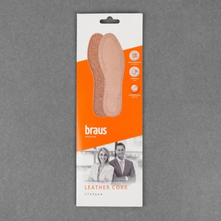 Braus leather insoles for shoes, size 45-46, beige color-3