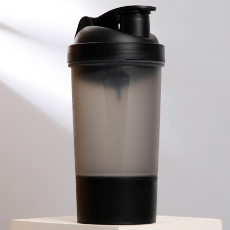 Sports shaker “don't touch”, black, with a bowl for protein, 500 ml-5