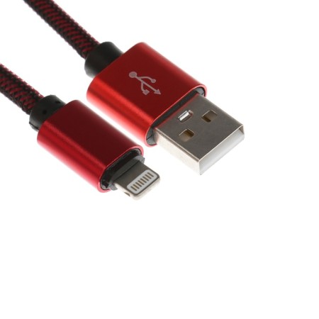 Lightning cable - usb, 2.1 a, nylon braid, 2 meters, red