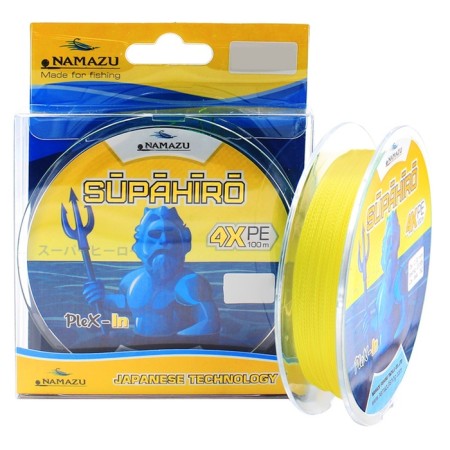 Namazu "Supahiro" wicker cord 4x, L-100 m, D-0.37 mm, Test-24kg, yellow