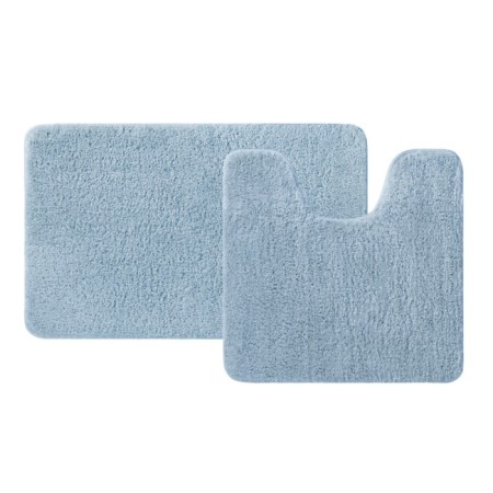 A set of mats for the bathroom IDDIS, 50x80 cm, 50x50 cm, microfiber, blue color