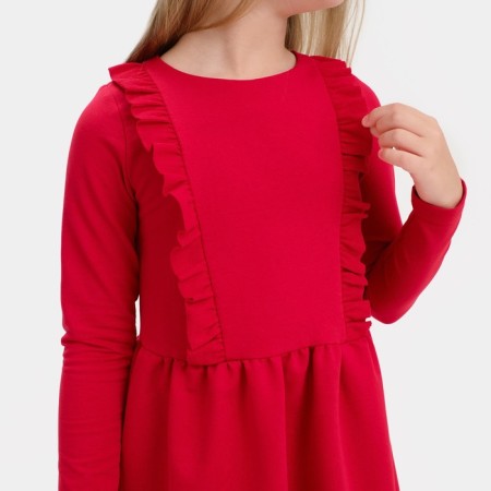 Платье для девочки с рюшей KAFTAN "Basic line", размер 32 (110-116), цвет красный-10