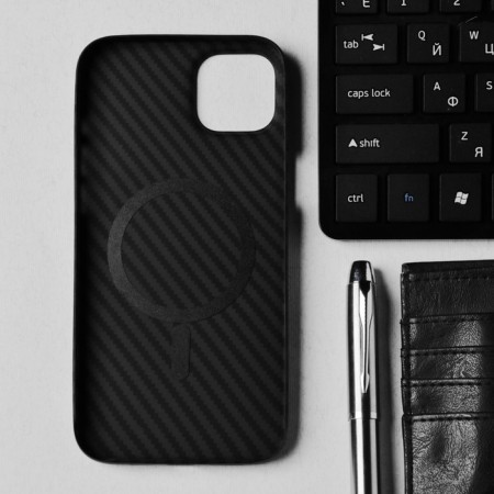 Hoco Case for the IPhone 14 Plus phone, Kevland texture, Magsafe support, black-2