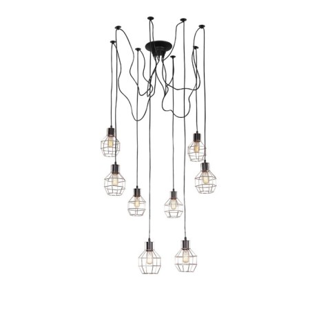Suspended EVOLUCE lamp. SL192.303.08. RETE. 8x60 watts, e27, 16 cm, black color