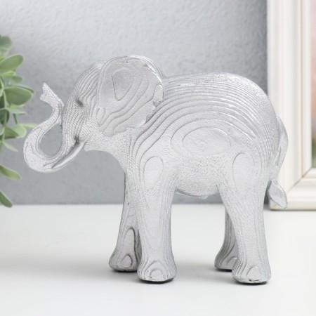 Souvenir Polystone "Silver Elephant, layers" 16x7x13.5 cm