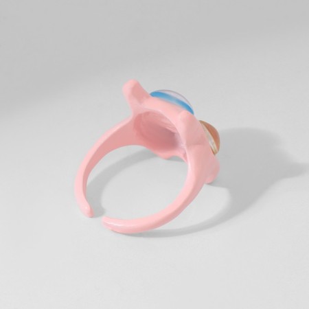 Ring "Montrustrik" with horns, the color is pink, dimensionless-3