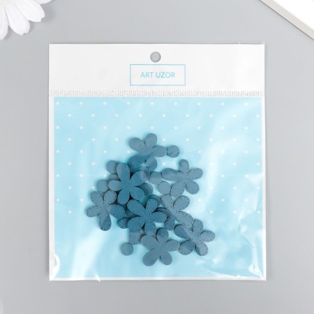 Decor for creativity tree "Chamomile and core" set 10+10 pcs Blue 2.3x2 cm-4