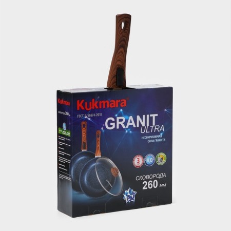 Granit Ultra Red, D = 26 cm pan, removable handle, glass cover, anti -stick coating, brown color-10