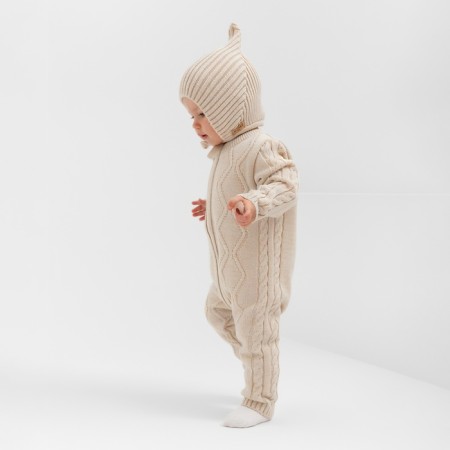 Knitted Knitted Children's Minaku, beige color, height 68-74 cm-7