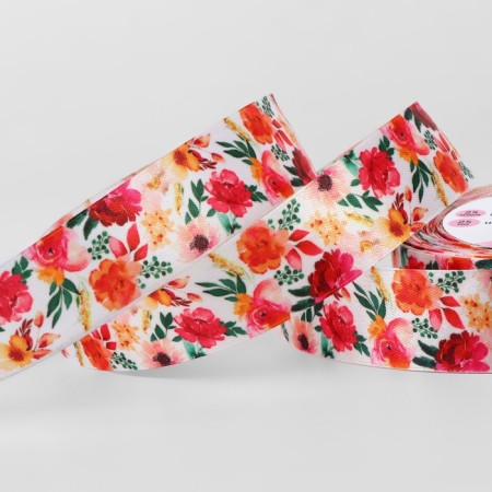 Satin tape "Spring bouquet", 25 mm, 23 ± 1 m, multi -colored