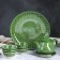 Tea set, Rishtan painting, 9 objects, green: kettle 0.8 l, Piala 0.3 l