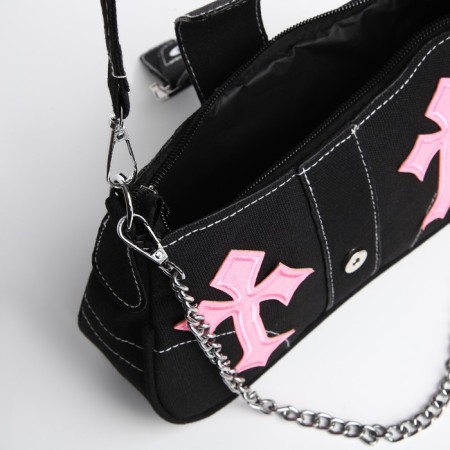 Youth bag with zipper, black color-5