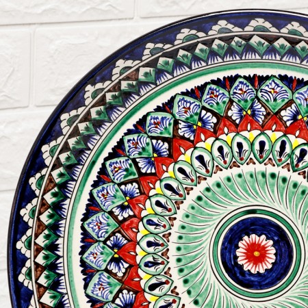 Round Laragan "Rishtan", 36 cm, blue-red ornament-3