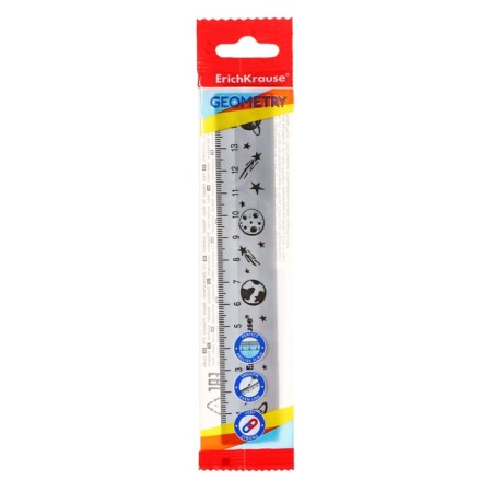 Line 15 cm Erichkrause "Outer Space", plastic, opaque, silver, with a pattern, euro suspension-1