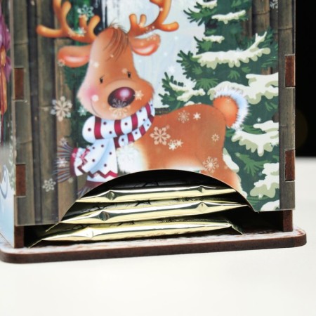Tea house/ piggy bank, brown tree, 16.5x10x9 cm-3