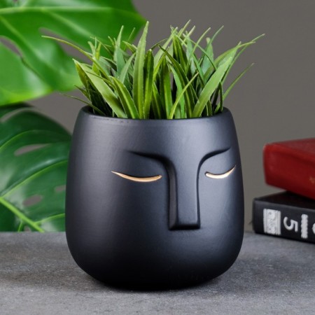 Pot "Mr. Twix" 12x12x12cm, black-1