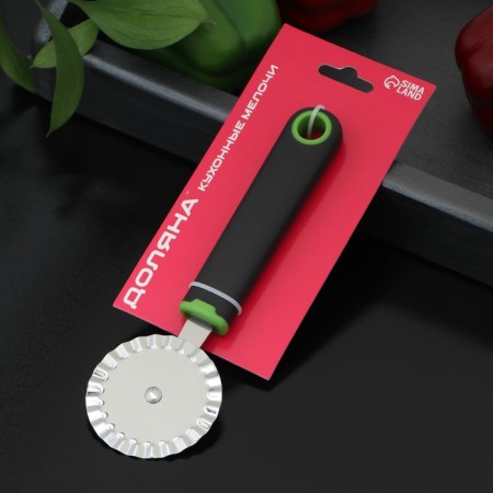 Knife for pizza and dough ribbed shade lime, 19 × 6 cm, black-green color-3