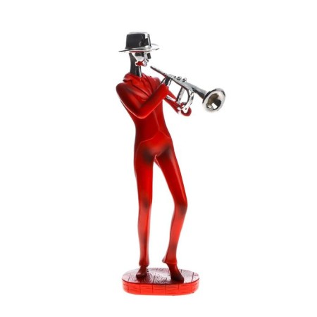 Polystone souvenir "Musician with saxophone" Red with silver 29.5x10.5x13.5 cm-5
