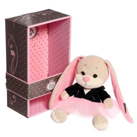 Soft toy "Bunny Lin", in a black jacket and a pink skirt ", 20 cm-4