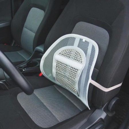 Orthopedic back on the seat with a vertical massager on a seat 38x39 cm, gray
