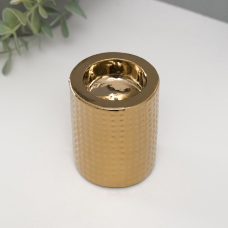 Ceramics candlestick per 1 candle "drops of water" d = 4 cm gold 6.5x6.5x8 cm-2