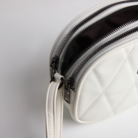 Bag Women's Cross-Bodi with a zipper, white color-5