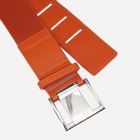 Women's belt, width 5 cm, elastic band, metal buckle, redhead red-2