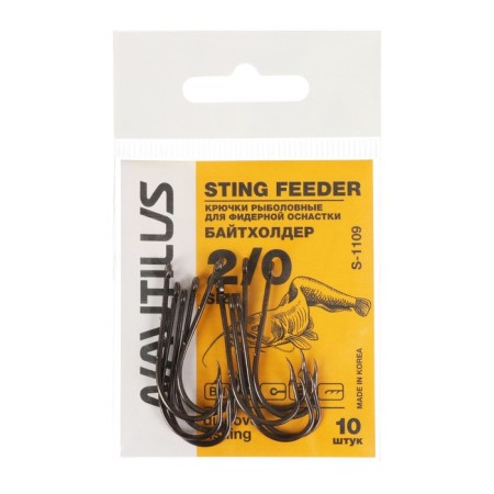 Hook Nautilus Steder BaytHolder S-1109, BN color, No. 2/0, 10 pcs.