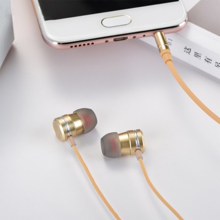 Hoco M16 headphones, wired, inserts, microphone, 1.2 m, golden-5