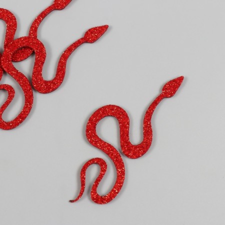 Decor "Red Snake" Foam Glitter, 7 cm (set 6 pcs)