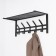 Ban with the Toronto 21 shelf, 67 × 27 × 27 cm, 5 double hooks, black color