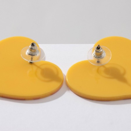 Acryl Earrings "Heart" Giraffe, color yellow-orange-2
