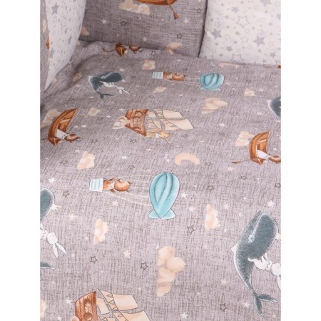 Set in a crib, 15 items, travelers print, calico-1