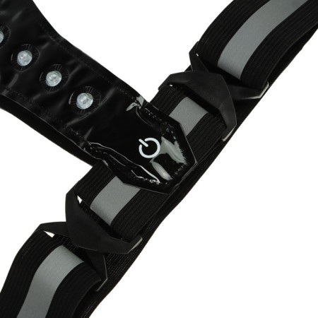 Signal vest, reflective with adjustable size, black, LED signal, 4 modes-3